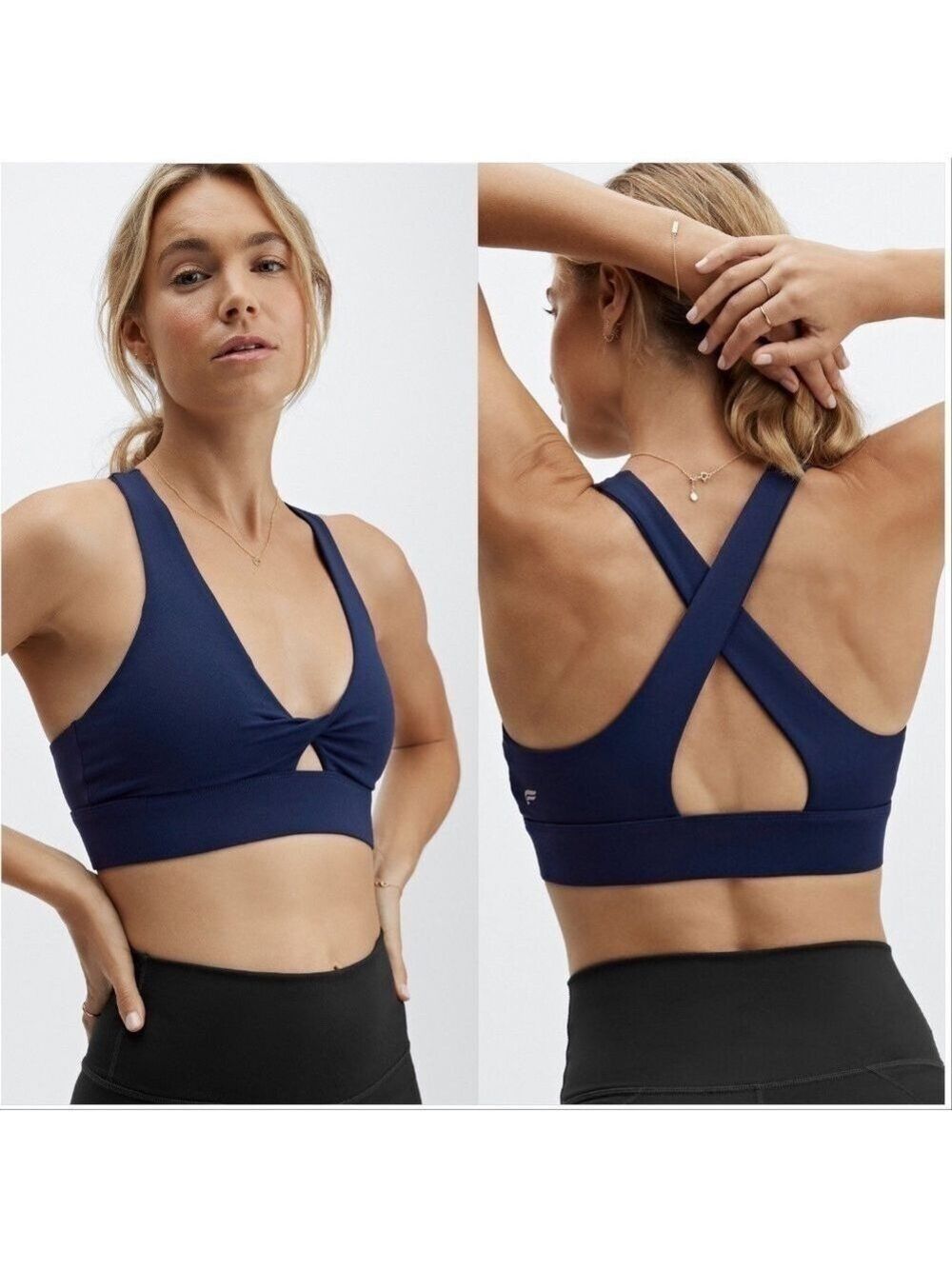 Fabletics Oasis Twist Front Sports Bra Black XS